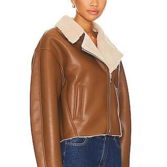 HEARTLOOM Amelia Faux Leather Jacket in Cafe in Brown - Picture 3 of 5